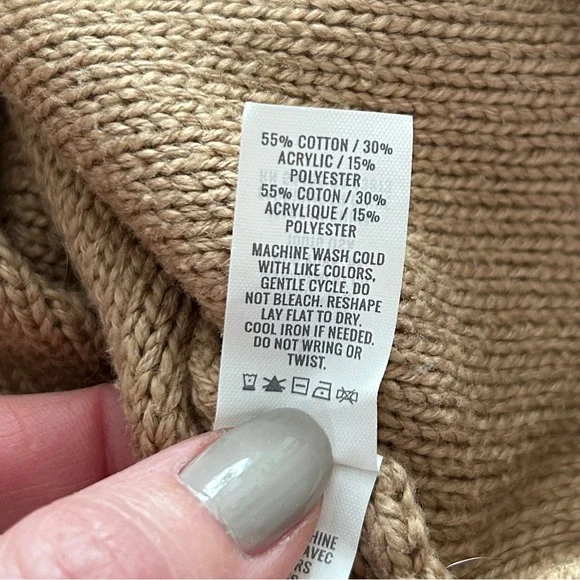 Aerie Cotton Tunic Sweater, Camel Tan, Small - Picture 8 of 9